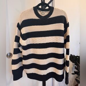 Jason Wu Black/White Striped Oversized Merino Wool Sweater